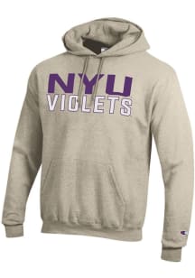 Champion NYU Violets Mens Brown Powerblend Long Sleeve Hoodie