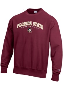 Champion Florida State Seminoles Mens Red Reverse Weave Long Sleeve Crew Sweatshirt