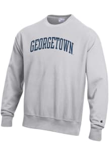 Champion Georgetown Hoyas Mens Grey Reverse Weave Long Sleeve Crew Sweatshirt