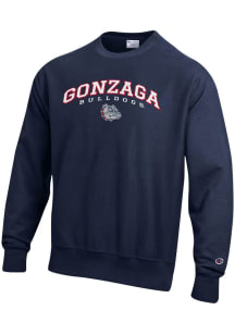 Champion Gonzaga Bulldogs Mens Blue Reverse Weave Long Sleeve Crew Sweatshirt