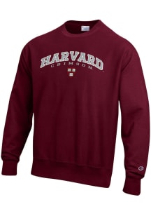 Champion Harvard Crimson Mens Red Reverse Weave Long Sleeve Crew Sweatshirt