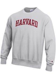 Champion Harvard Crimson Mens Grey Reverse Weave Long Sleeve Crew Sweatshirt