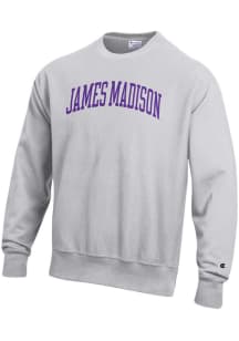 Champion James Madison Dukes Mens Grey Reverse Weave Long Sleeve Crew Sweatshirt