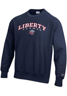 Champion Liberty Flames Mens Blue Reverse Weave Long Sleeve Crew Sweatshirt