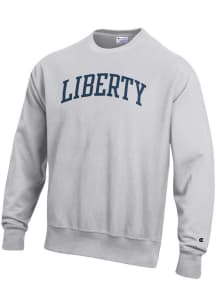 Champion Liberty Flames Mens Grey Reverse Weave Long Sleeve Crew Sweatshirt