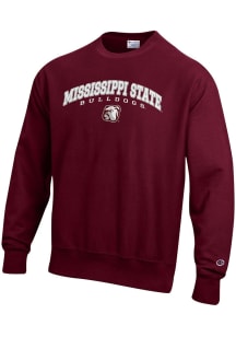 Champion Mississippi State Bulldogs Mens Red Reverse Weave Long Sleeve Crew Sweatshirt