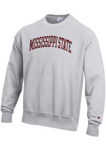 Champion Mississippi State Bulldogs Mens Grey Reverse Weave Long Sleeve Crew Sweatshirt