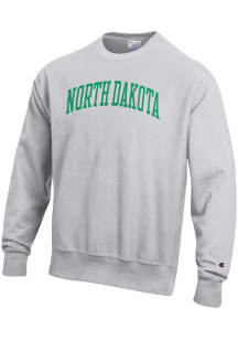 Champion North Dakota Fighting Hawks Mens Grey Reverse Weave Long Sleeve Crew Sweatshirt