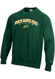 Champion North Dakota State Bison Mens Green Reverse Weave Long Sleeve Crew Sweatshirt