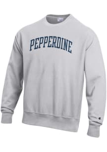 Champion Pepperdine Waves Mens Grey Reverse Weave Long Sleeve Crew Sweatshirt