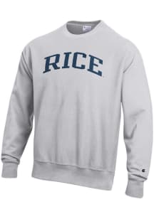 Champion Rice Owls Mens Grey Reverse Weave Long Sleeve Crew Sweatshirt