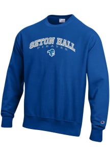 Champion Seton Hall Pirates Mens Blue Reverse Weave Long Sleeve Crew Sweatshirt
