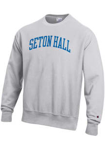 Champion Seton Hall Pirates Mens Grey Reverse Weave Long Sleeve Crew Sweatshirt