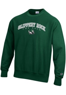 Champion Slippery Rock Mens Green Reverse Weave Long Sleeve Crew Sweatshirt