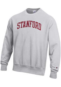 Champion Stanford Cardinal Mens Grey Reverse Weave Long Sleeve Crew Sweatshirt
