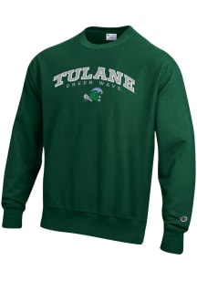 Champion Tulane Green Wave Mens Green Reverse Weave Long Sleeve Crew Sweatshirt