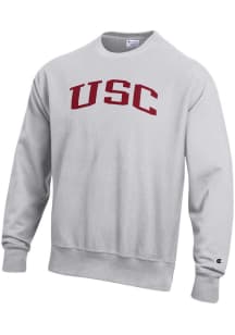 Champion USC Trojans Mens Grey Reverse Weave Long Sleeve Crew Sweatshirt