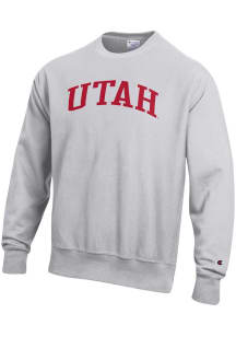 Champion Utah Utes Mens Grey Reverse Weave Long Sleeve Crew Sweatshirt