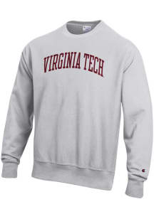 Champion Virginia Tech Hokies Mens Grey Reverse Weave Long Sleeve Crew Sweatshirt