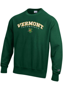 Champion Vermont Catamounts Mens Green Reverse Weave Long Sleeve Crew Sweatshirt