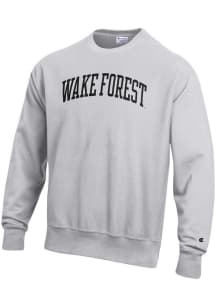 Champion Wake Forest Demon Deacons Mens Grey Reverse Weave Long Sleeve Crew Sweatshirt