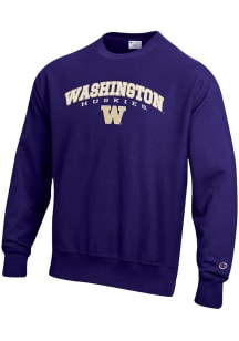Champion Washington Huskies Mens Purple Reverse Weave Long Sleeve Crew Sweatshirt