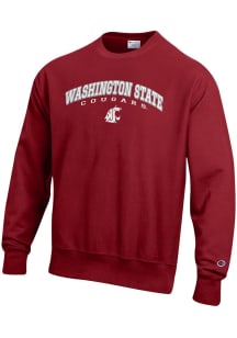 Champion Washington State Cougars Mens Red Reverse Weave Long Sleeve Crew Sweatshirt