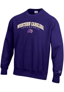 Champion Western Carolina Mens Purple Reverse Weave Long Sleeve Crew Sweatshirt