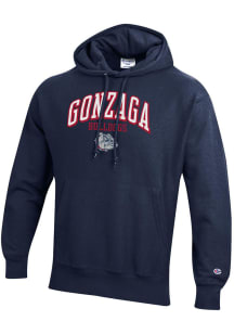 Champion Gonzaga Bulldogs Mens Blue Reverse Weave Long Sleeve Hoodie