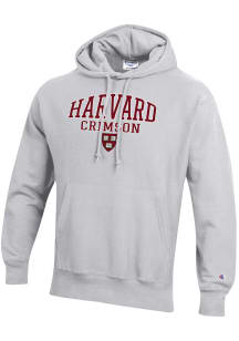 Champion Harvard Crimson Mens Grey Reverse Weave Long Sleeve Hoodie