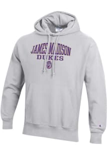 Champion James Madison Dukes Mens Grey Reverse Weave Long Sleeve Hoodie