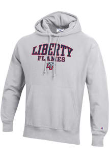 Champion Liberty Flames Mens Grey Reverse Weave Long Sleeve Hoodie