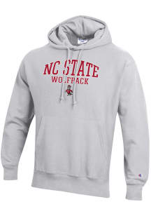 Champion NC State Wolfpack Mens Grey Reverse Weave Long Sleeve Hoodie