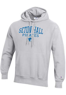 Champion Seton Hall Pirates Mens Grey Reverse Weave Long Sleeve Hoodie