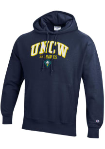 Champion UNCW Seahawks Mens Blue Reverse Weave Long Sleeve Hoodie