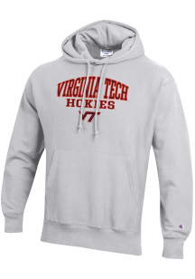 Champion Virginia Tech Hokies Mens Grey Reverse Weave Long Sleeve Hoodie