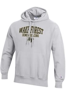 Champion Wake Forest Demon Deacons Mens Grey Reverse Weave Long Sleeve Hoodie