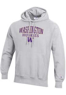 Champion Washington Huskies Mens Grey Reverse Weave Long Sleeve Hoodie