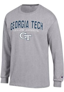 Champion GA Tech Yellow Jackets Grey Jersey Long Sleeve T Shirt