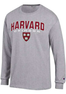 Champion Harvard Crimson Grey Jersey Long Sleeve T Shirt