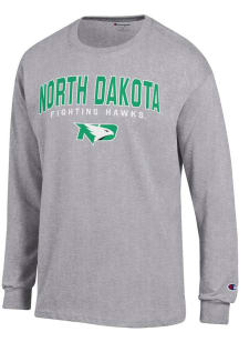 Champion North Dakota Fighting Hawks Grey Jersey Long Sleeve T Shirt
