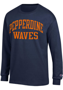 Champion Pepperdine Waves Blue Jersey Long Sleeve T Shirt