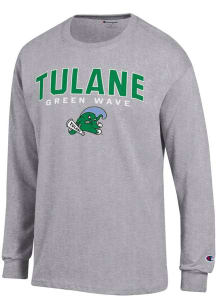Champion Tulane Green Wave Grey Jersey Long Sleeve T Shirt