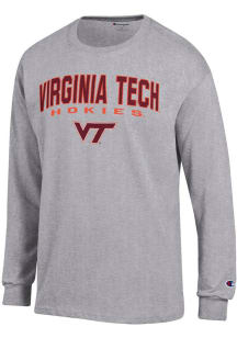 Champion Virginia Tech Hokies Grey Jersey Long Sleeve T Shirt