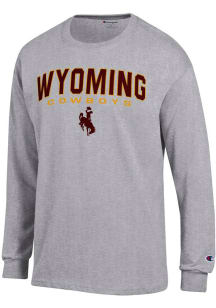 Champion Wyoming Cowboys Grey Jersey Long Sleeve T Shirt