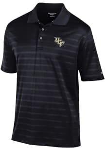 Champion UCF Knights Mens Black Textured Solid Short Sleeve Polo