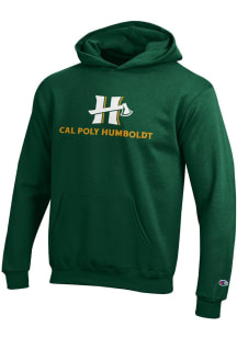 Champion Cal Poly Humboldt Lumberjacks Youth Green Powerblend Long Sleeve Hoodie