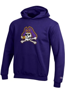 Champion East Carolina Pirates Youth Purple Powerblend Long Sleeve Hoodie