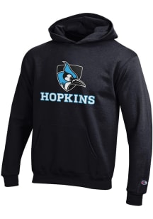 Champion Johns Hopkins Blue Jays Youth Black Powerblend Long Sleeve Hoodie