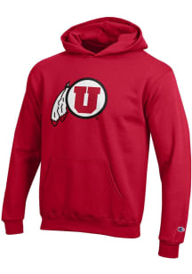 Champion Utah Utes Youth Red Powerblend Long Sleeve Hoodie